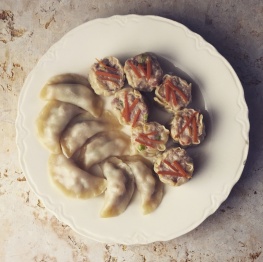 Shao mai and pork-winter squash dumplings